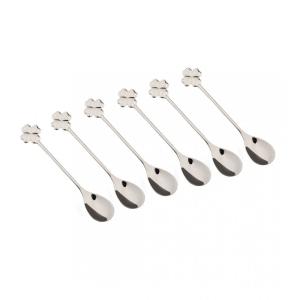 Cucharas plateadas trébol - lote de 6