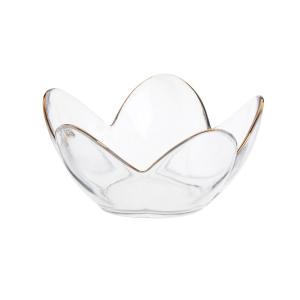 Cuenco con forma de flor de vidrio transparente con borde d…