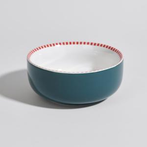 Cuenco de cerámica azul y naranja