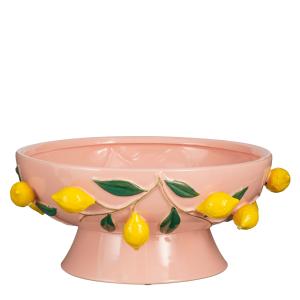 Cuenco de cerámica con limones rosa claro d39