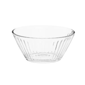 Cuenco de vidrio acanalado transparente