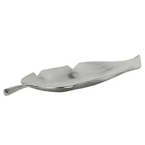 Cuenco decorativo hoja metal plateado