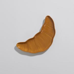 Cuenco en forma de cruasán de gres marrón