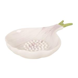 Cuenco rallador de ajo de gres en blanco