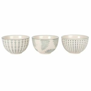 Cuencos de porcelana blanca con motivos decorativos azul cl…