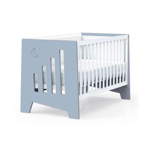 Cuna bebé azul convertible en escritorio 70x140 cm (2en1)