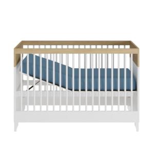 Cuna bebé blanco y madera 70x130 cm