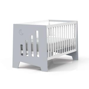 Cuna bebé gris convertible en escritorio 70x140 cm (2en1)