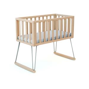 Cuna bebe mecedora madera haya y en acero 40 x 80 cm