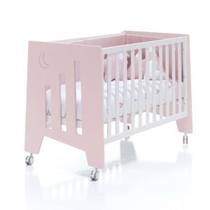 Cuna bebé rosa convertible en escritorio 60x120 cm (2en1)