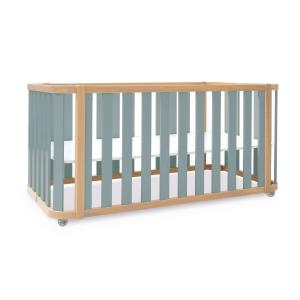 Cuna-cama 70x140 cm (3en1) madera/verde