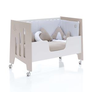 Cuna-cama-escritorio (4en1) de 60x120cm beige