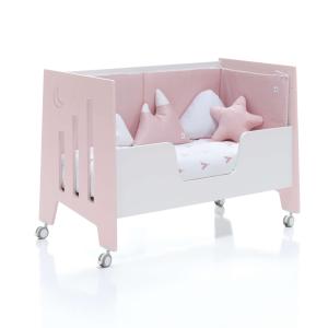 Cuna-cama-escritorio (4en1) de 60x120cm rosa