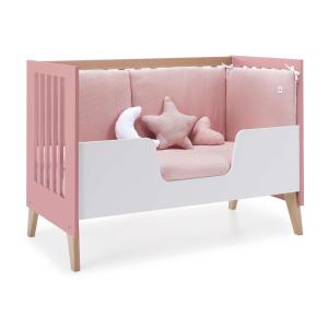 Cuna-cama-escritorio 60x120 cm (3en1) madera/rosa