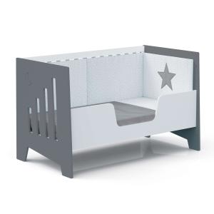 Cuna-cama-sofá-escritorio (5en1) de 70x140 cm gris marengo