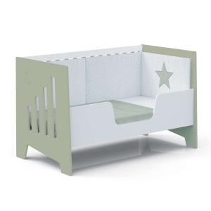 Cuna-cama-sofá-escritorio (5en1) de 70x140 cm verde-oliva