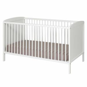 Cuna con barreras y colchón madera maciza y mdf  blanco 70x…