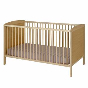 Cuna con barreras y colchón madera maciza y mdf  natural 70…