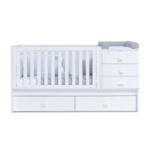 Cuna convertible con cajones color blanco de 70x140 cm