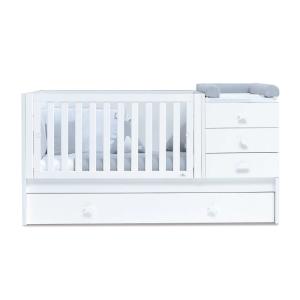 Cuna convertible con cama nido color blanco de 70x140 cm
