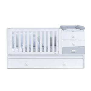 Cuna convertible con cama nido color gris de 70x140 cm