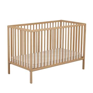 Cuna de madera con listones con colchón de 120x60