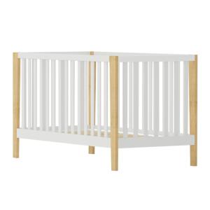 Cuna madera maciza y mdf  blanco y madera 70x140 cm