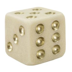 Dado de resina beige y dorado 12x12x12 cm