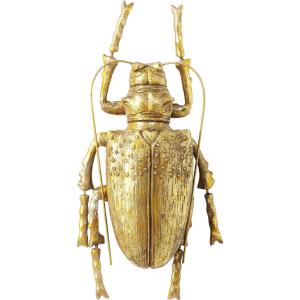 Deco de pared poliresina dorada escarabajo de cuernos largos