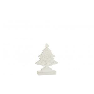 Decoración árbol de navidad led madera blanco alt. 23 cm