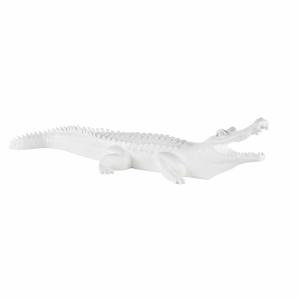 Decoración de cocodrilo blanco mate L. 88 cm