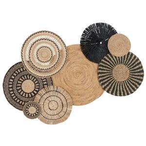Decoración de pared de fibras naturales beige y negro 140x9…