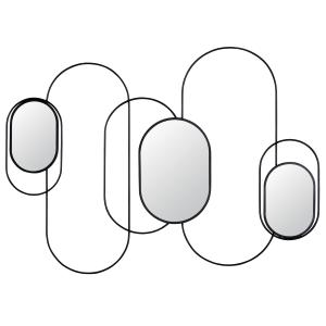 Decoración de pared de metal negro con espejos 131x91 cm