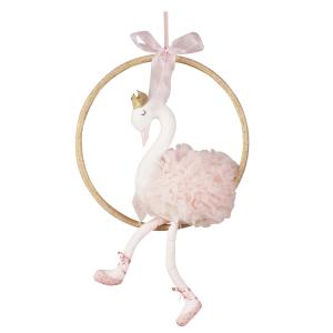 Decoración de pared en forma de cisne rosa y purpurina dora…
