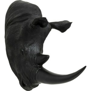 Decoración de pared en poliresina negra con cabeza de rinoc…
