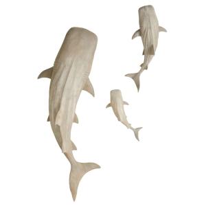 Decoración de pared tiburón y ballena gris cepillado (x3)