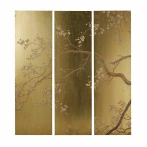 Decoración de pared tríptico dorado con estampado floral 10…