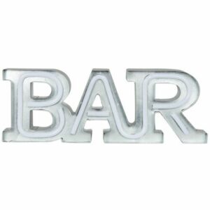 Decoración luminosa BAR de metal gris