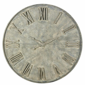 Decoración reloj falso de metal gris con efecto envejecido…