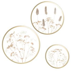 Decoraciones murales de cristal, flores secas beige y metal…