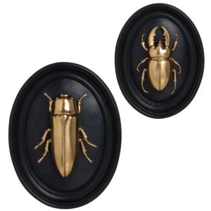 Decoraciones murales ovaladas de insectos de resina negros…