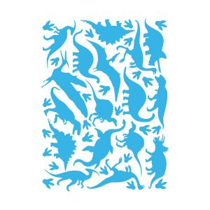 Dinosaurios en vinilo decorativo mate azul 24x32 cm