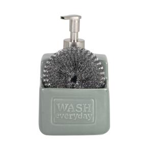 Dispensador de jabón y soporte para esponja de dolomita azu…