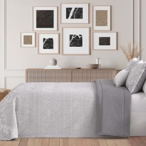 Edredón jacquard enredadera gris - cama 135/140cm