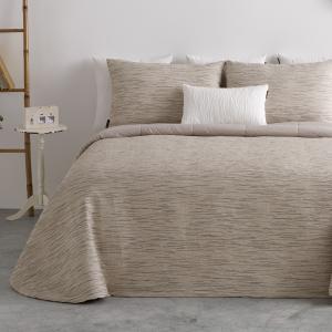 Edredón jacquard multirayas beige - cama 135/140cm