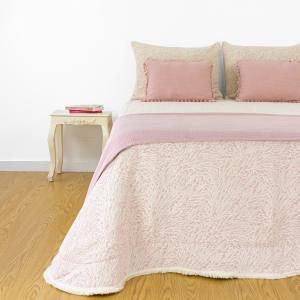 Edredón rosa palo flecos 100% algodón 300 gr/m2 280x260 cm