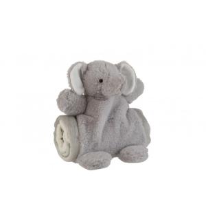 Elefante   manta peluche gris alt. 23 cm
