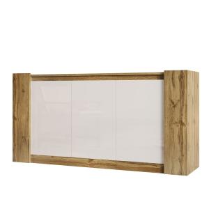Elegante mueble de baño de roble y blanco
