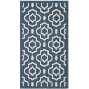Enrejado azul marino/neutral alfombra 80 x 150