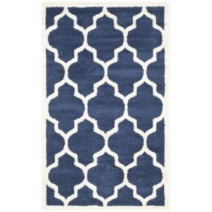 Enrejado azul marino/neutro alfombra 90 x 150